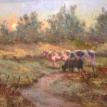Cows at Sunset, oil on canvas, 12" x 16"  $600.00